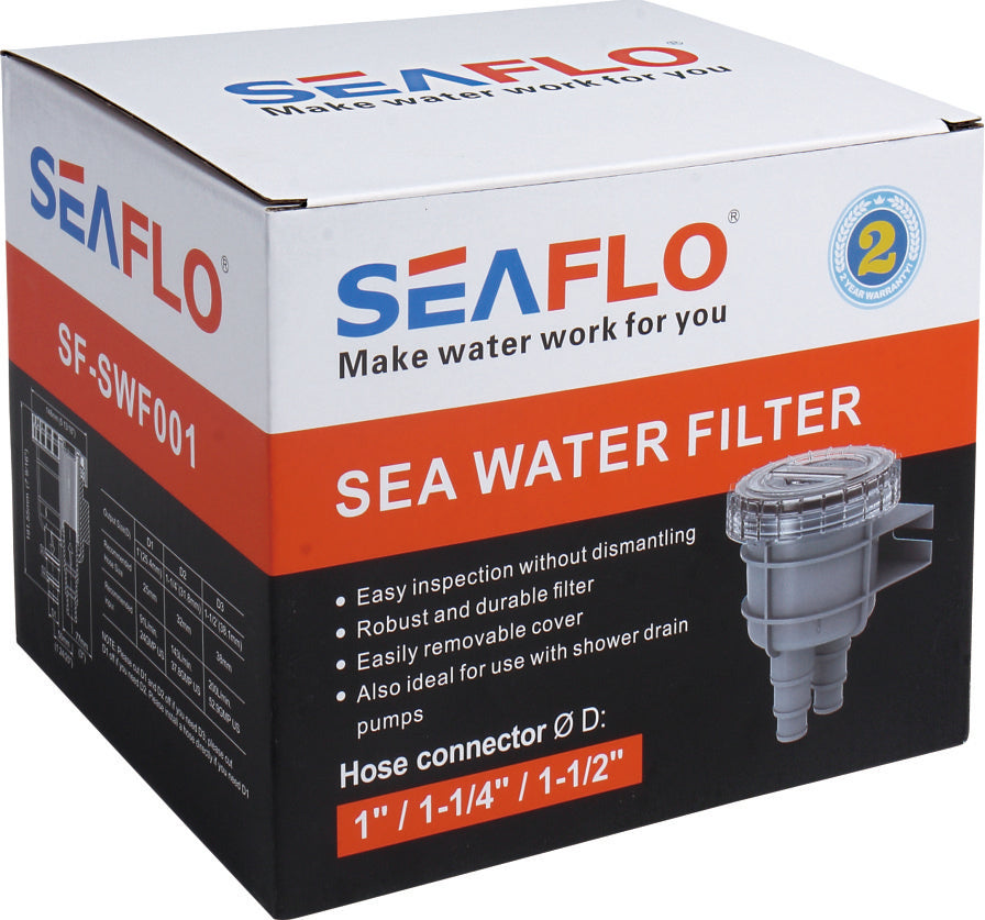 SEAFLO SF-SWF002 Marine Sea Water Filter – Raw Water Intake Strainer
